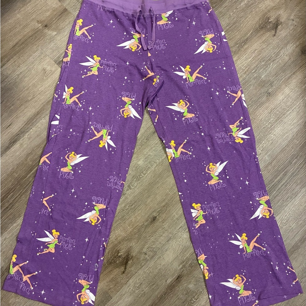 Disney Purple Tinker Bell Pajama Bottoms with Green and Yellow Accents